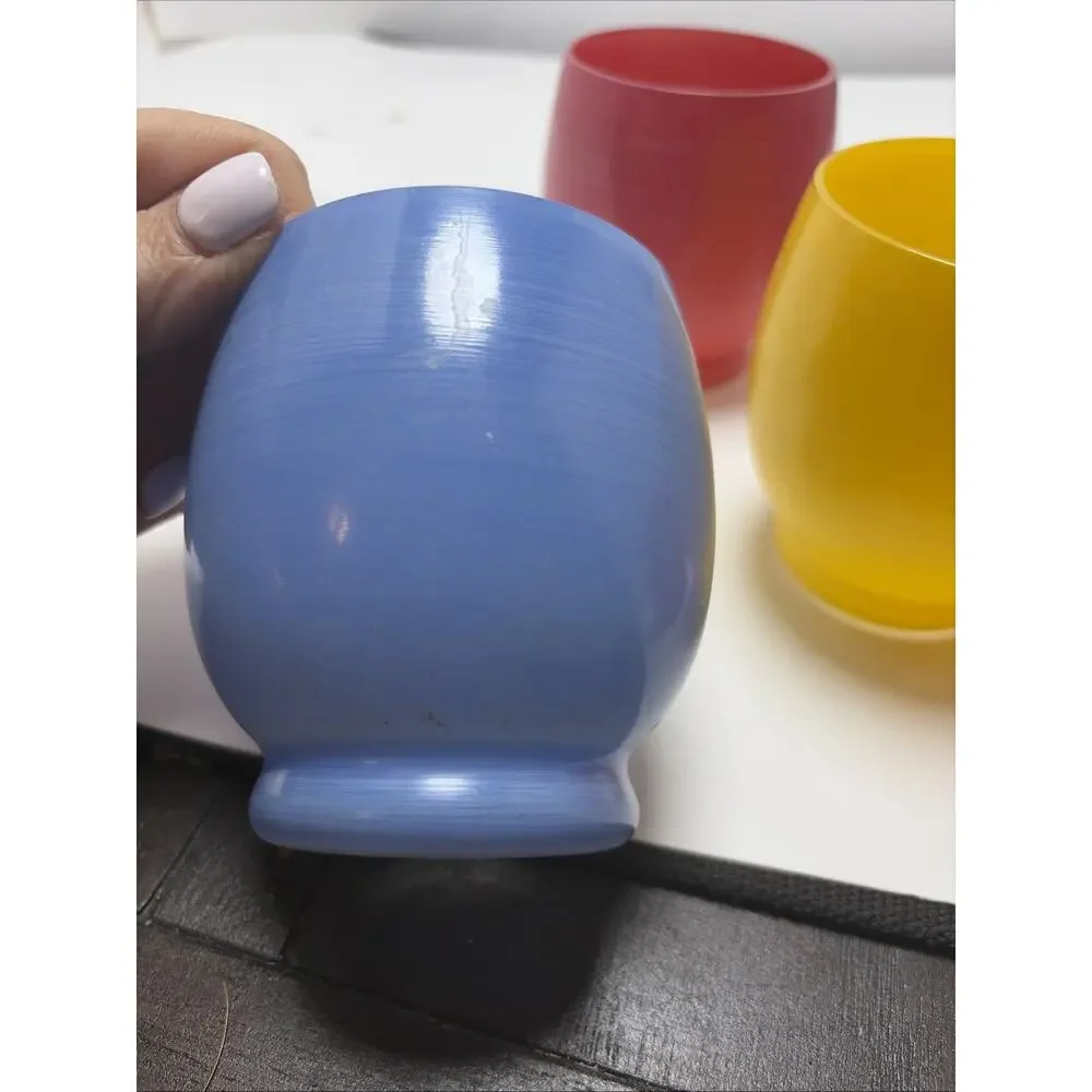 Vintage Murano Colorful Tumblers Set of 5 Blue Orange Red yellow Purple